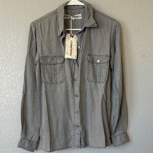Etienne Aigner Gray Denim Button Down Shirt- Tensel material